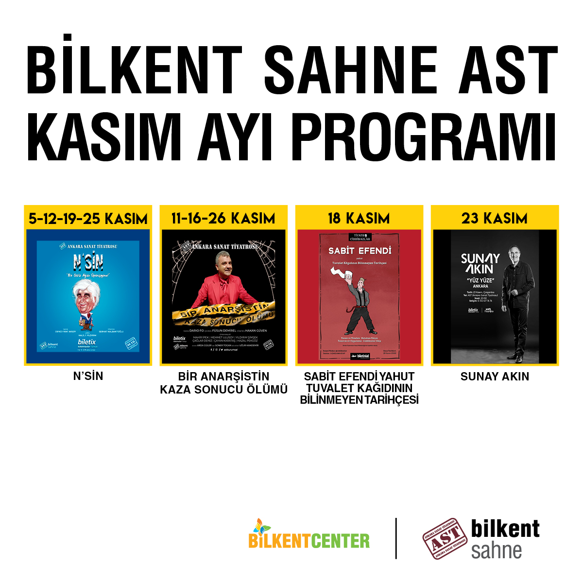 Bilkent Sahne AST, Kasım Ayında da Tiyatro Severleri Ağırlamaya Devam Ediyor