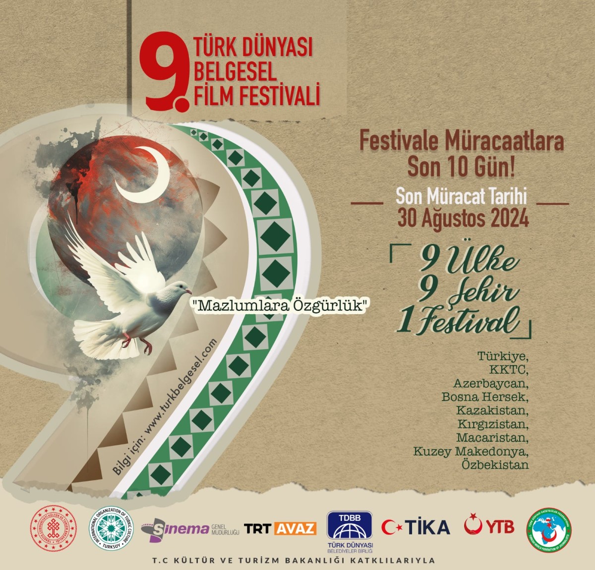 Türk Dünyası 9. Belgesel Film Festivali Film müracaatlarında son on gün