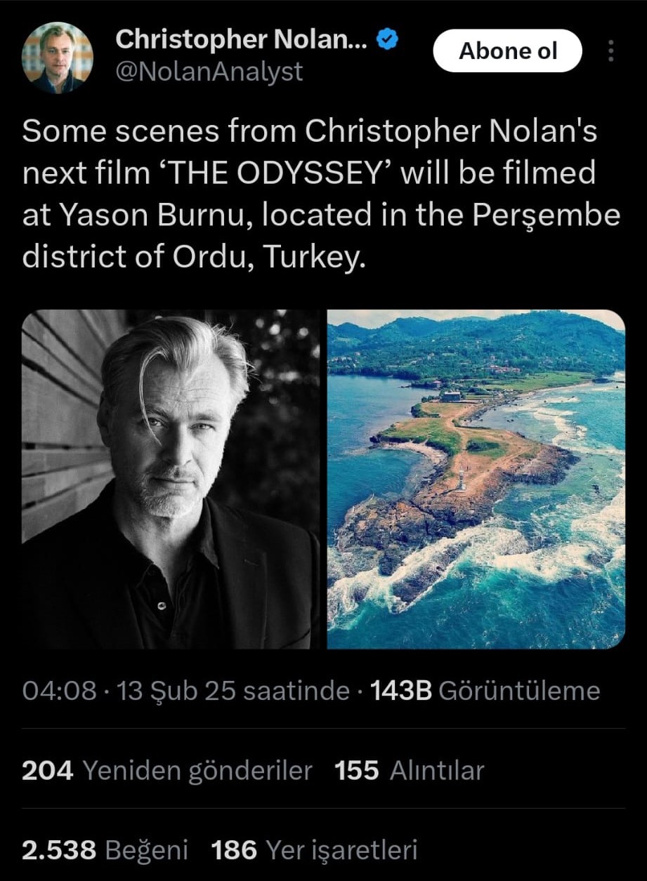Ünlü Yönetmen Christopher Nolan, yeni filmini Ordu’da çekecek